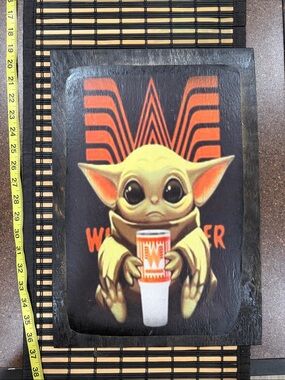 Baby Yoda Whataburger Wall Art - Black & Orange